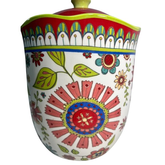 Floral Canister Jar With Lid 9" Tall Ceramic International Vintage-Inspired - Picture 2 of 7